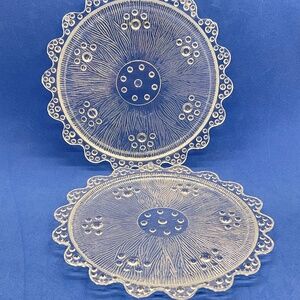 Masserini Barocco Italian Pair Vintage Ice Bark Bubble Bead Desert Plates Italy